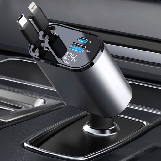 Basiq Retractable Car Charger | 60W Powerful Car charger with C-Type